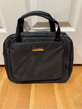 Joy Mangano Black Toiletry Travel Bag with Gold Accent